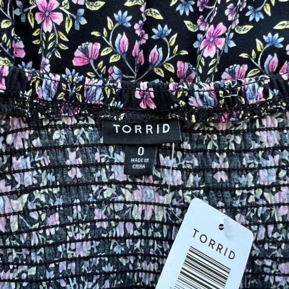 Torrid 0X Purple Pink Floral Off Shoulder Romantic Boho Bell Sleeve Dress - Picture 9 of 16